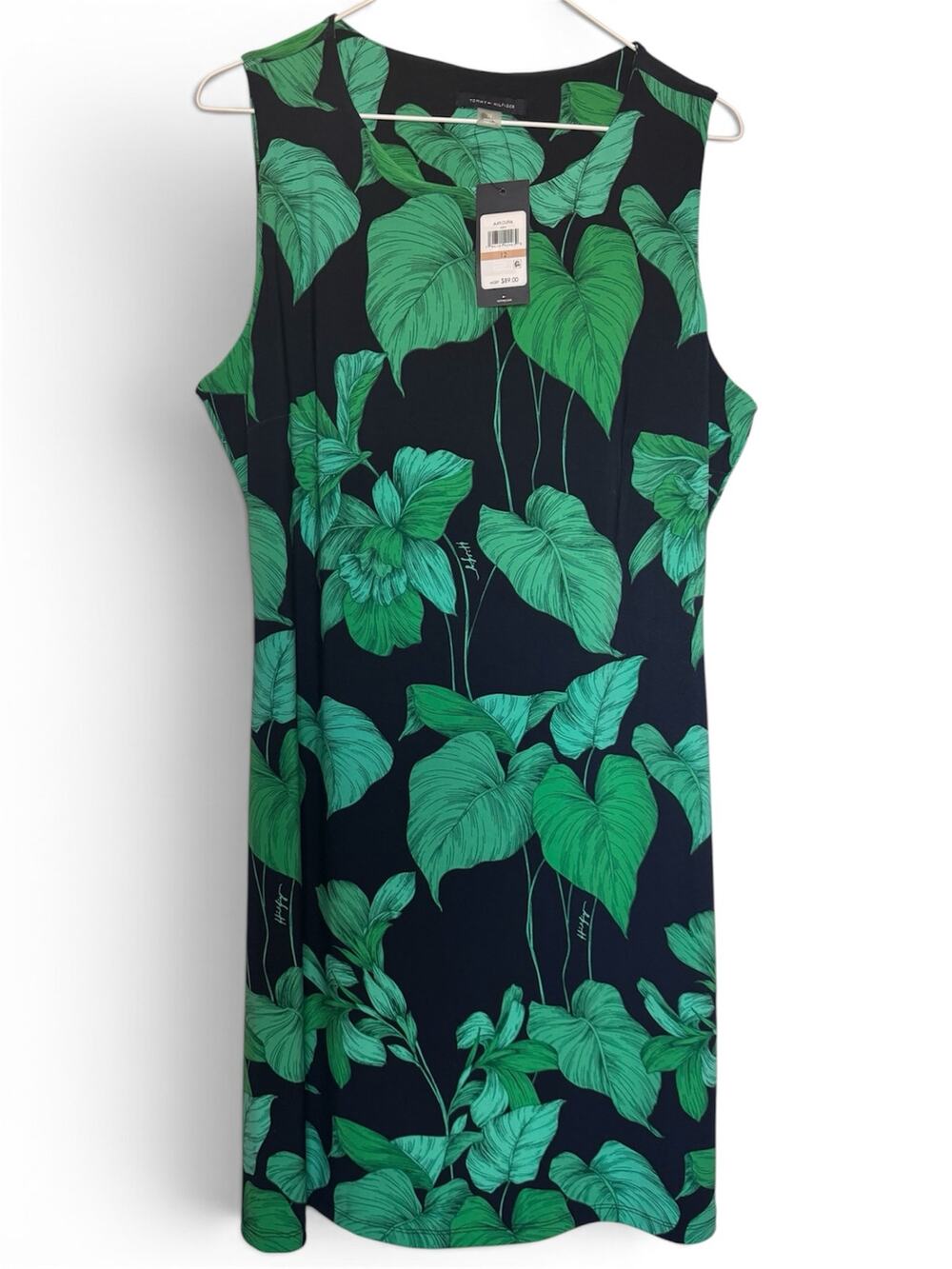 Tommy Hilfiger Women's Sleeveless Shift Dress Floral Palm Print Size 12 NWT